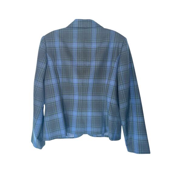 Chadwicks Blue Plaid Preppy Dark Academia Office Career Work Blazer Size 12 - Picture 9 of 12